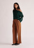Paisie Belted Pleated Wide Leg Trousers in Brown